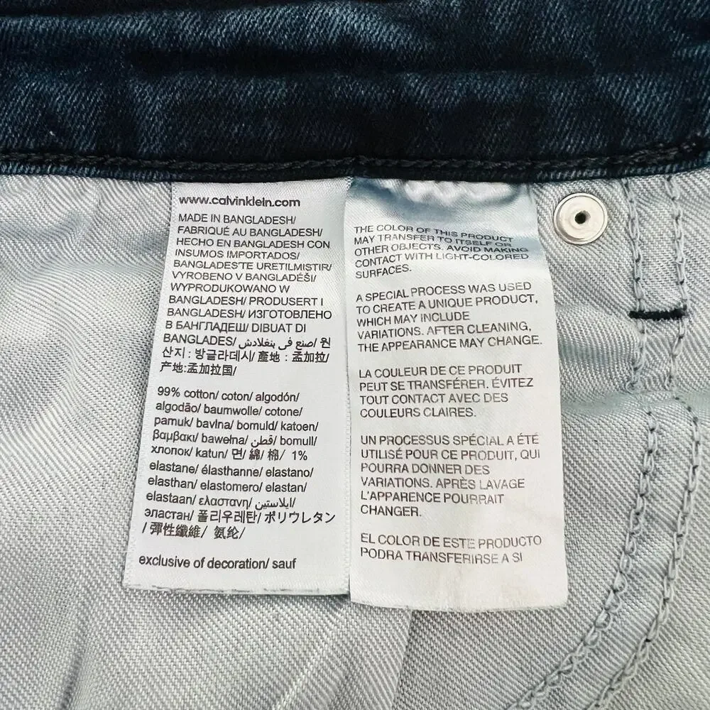 Calvin Klein Jeans Men's Size 32X30 Blue Skinny Moulant Stretch Denim